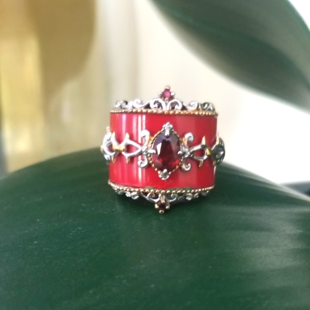 Ruby Scrolled Ring - image 1